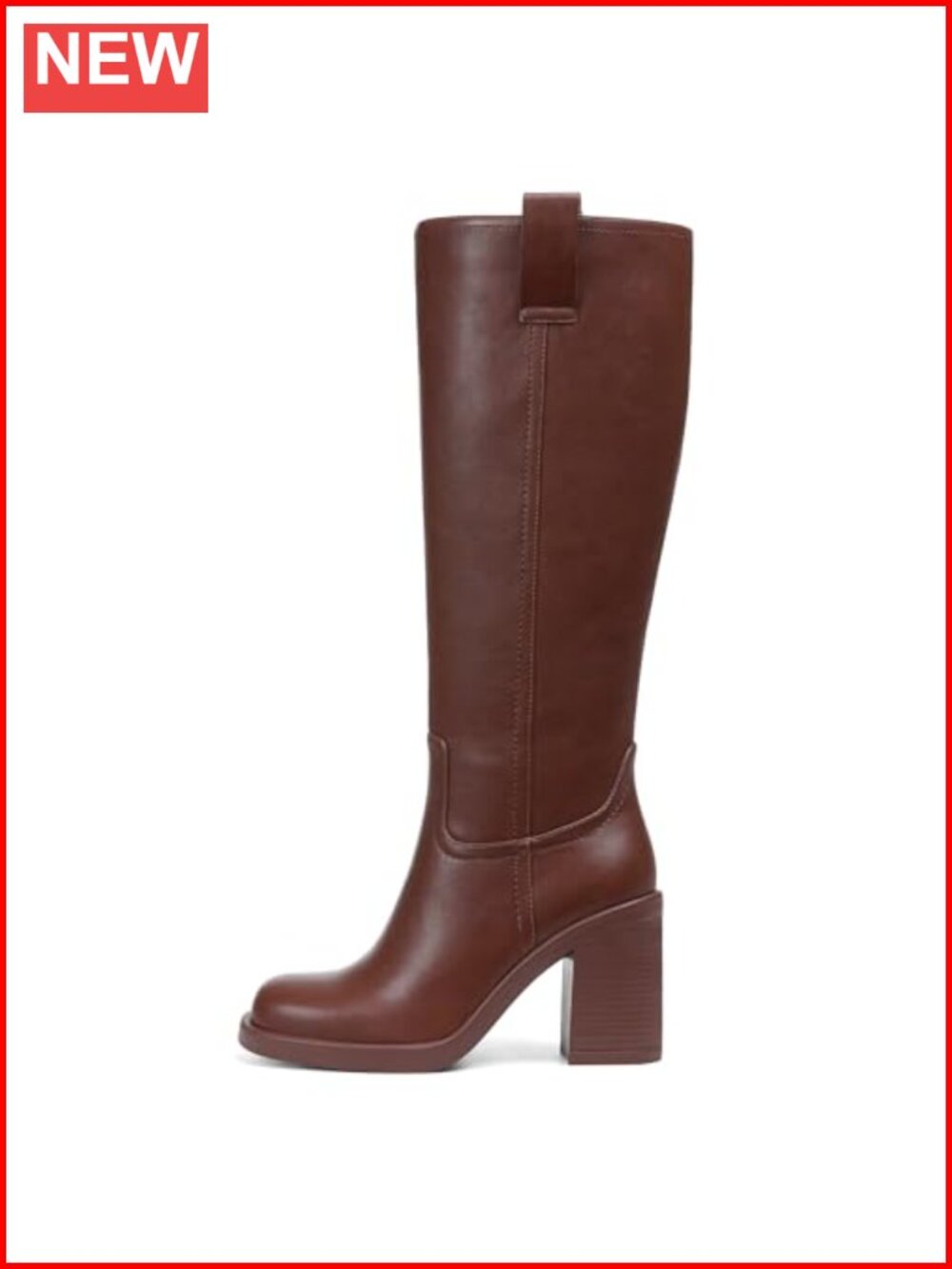 Wide Calf Knee High Platform Boots Faux Leather Square Toe Block Heel